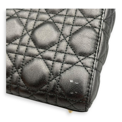 Christian Dior Lady Dior Small Grey Top Handle Bag in Calfskin, Gold hardware_10