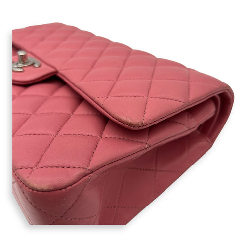 Chanel Classic Medium Pink Shoulder Bag in Lambskin, Silver hardware_11