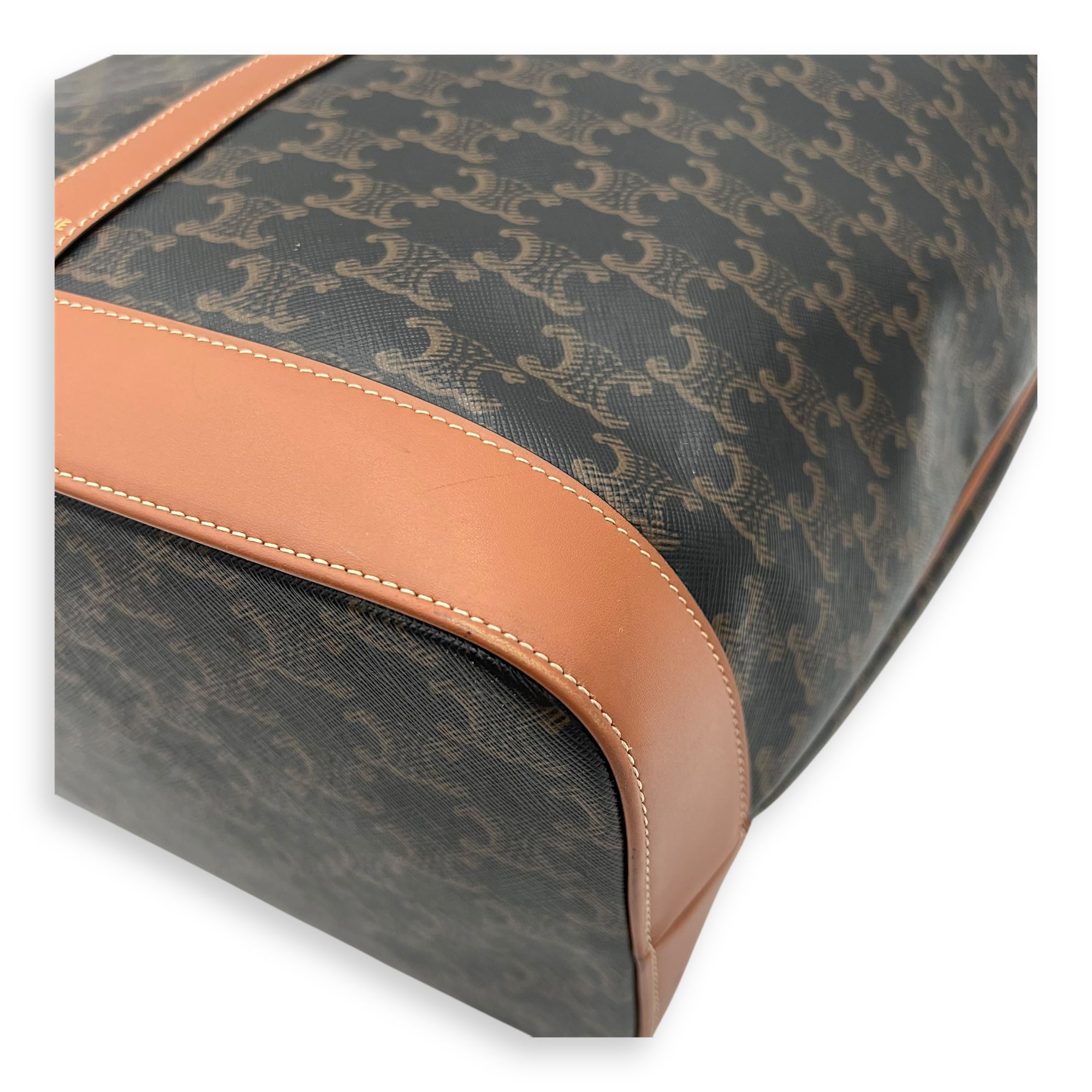 Celine Triomphe Tote Bag Brown in Coated Canvas, Gold hardware_11