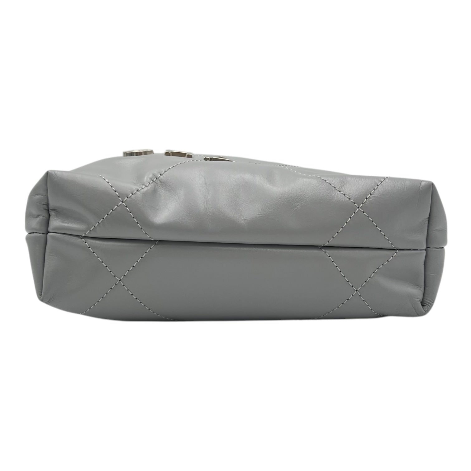 Chanel 22 Tote Crossbody Bag Mini Grey in Calfskin, Silver hardware_5