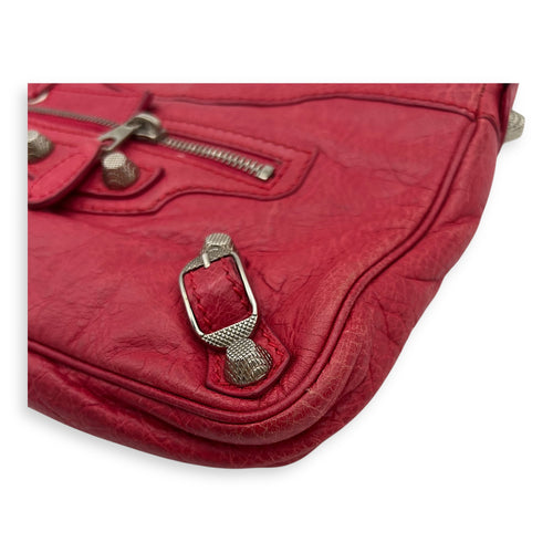Balenciaga Hip Shoulder Bag Pink in Distressed Leather, Silver hardware_8
