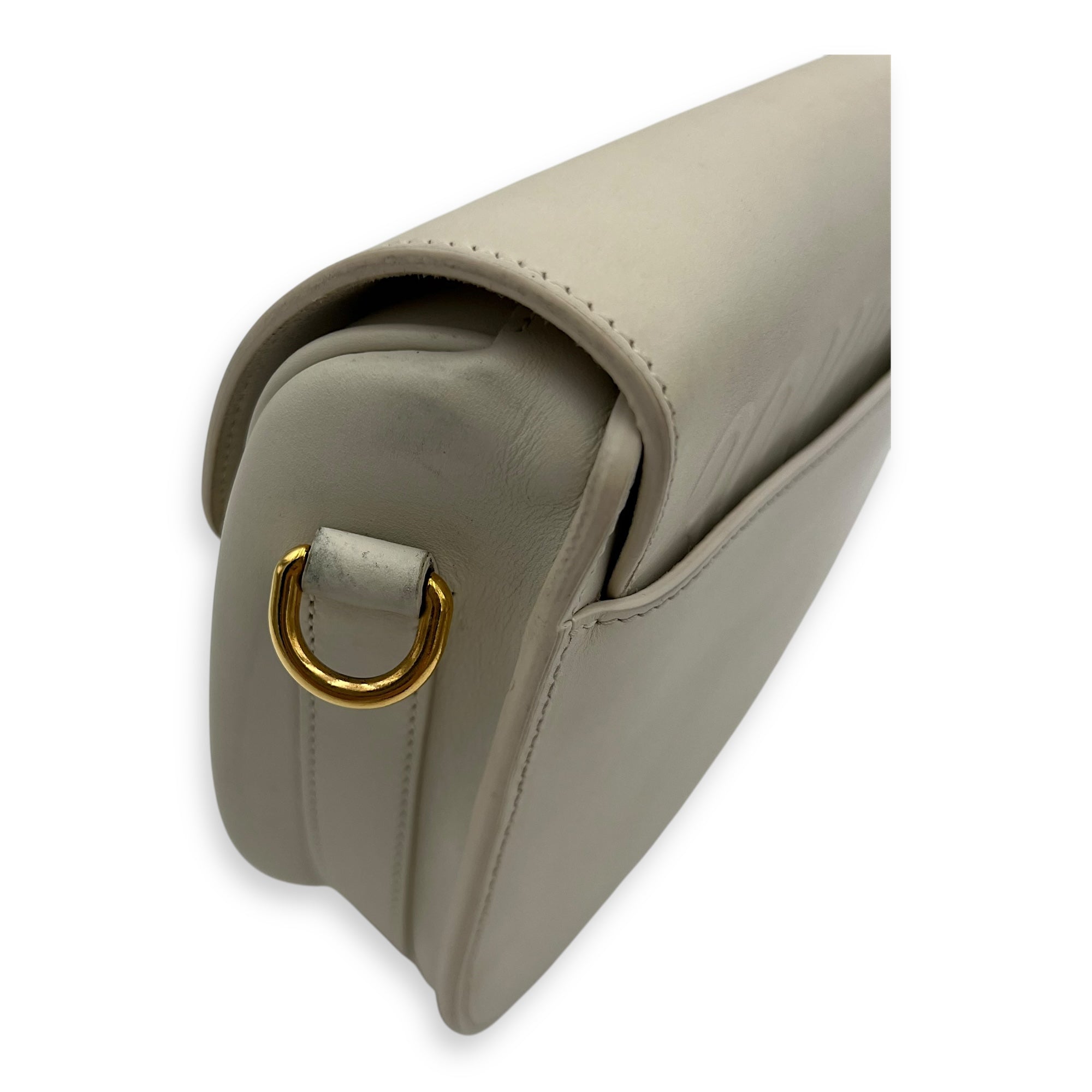 Christian Dior Bobby Crossbody Bag White in Calfskin, Gold hardware_9
