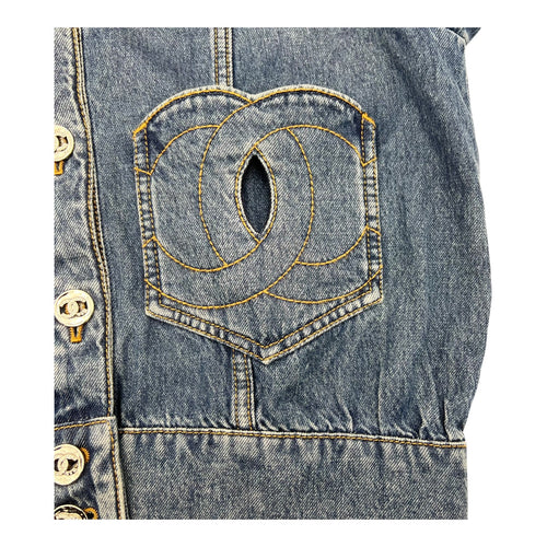 Chanel 24P Denim Jacket CC Heart Ready-To-Wear FR36 Blue in Denim, Silver hardware_3