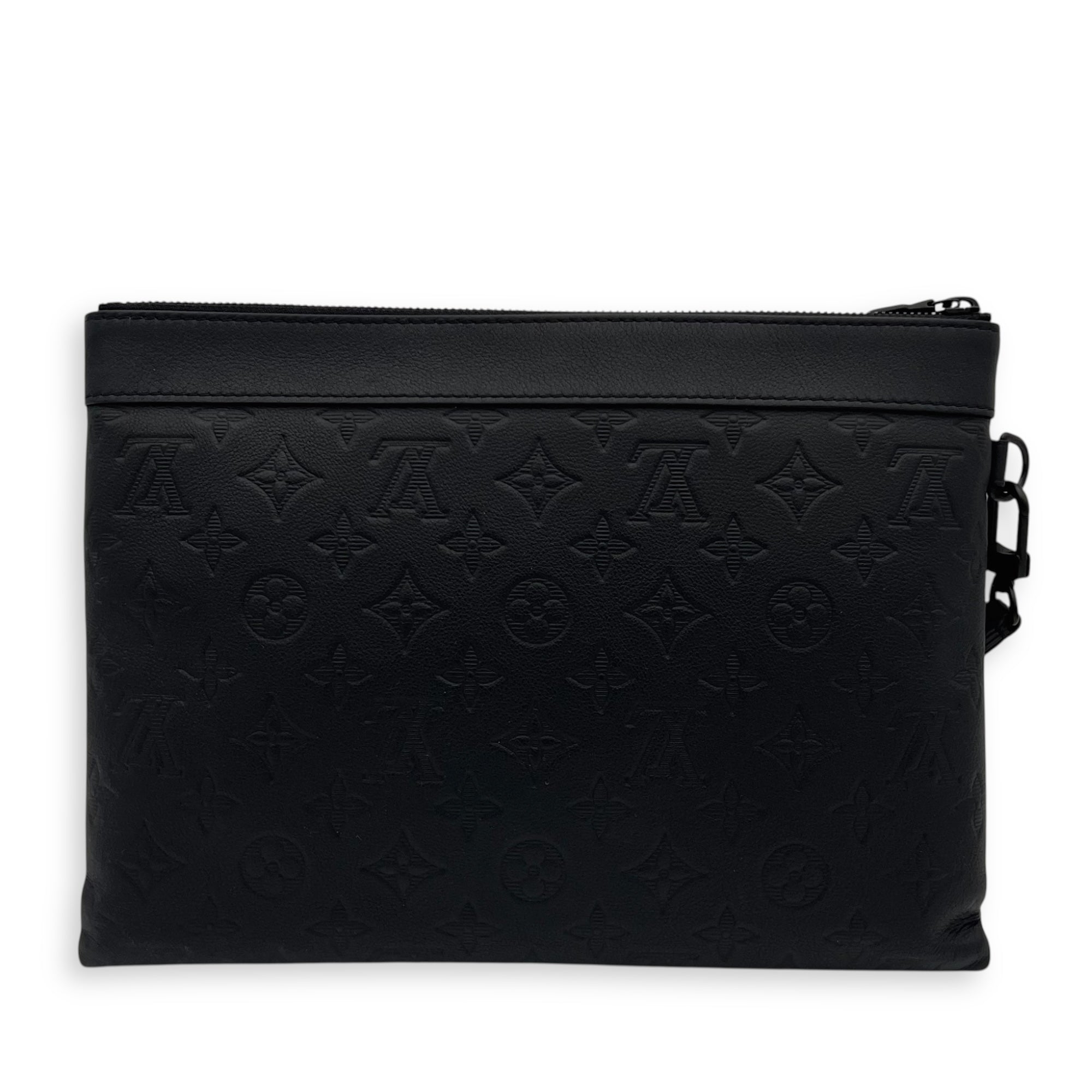 Louis Vuitton Logo Pouch Black in Calfskin, Lacquered Metal hardware_2