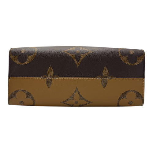 Louis Vuitton OnTheGo Top Handle Bag Brown in Coated Canvas, Gold hardware_5
