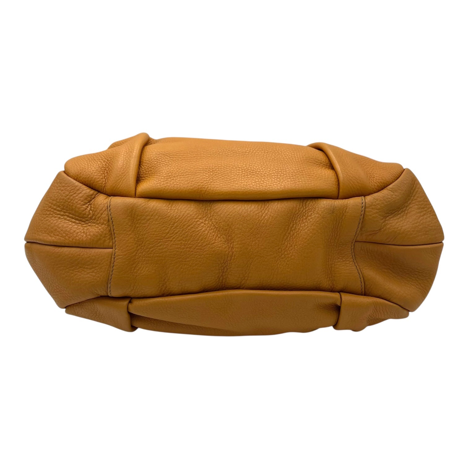 Prada Logo Top Handle Bag Yellow in Calfskin, Gold hardware_5