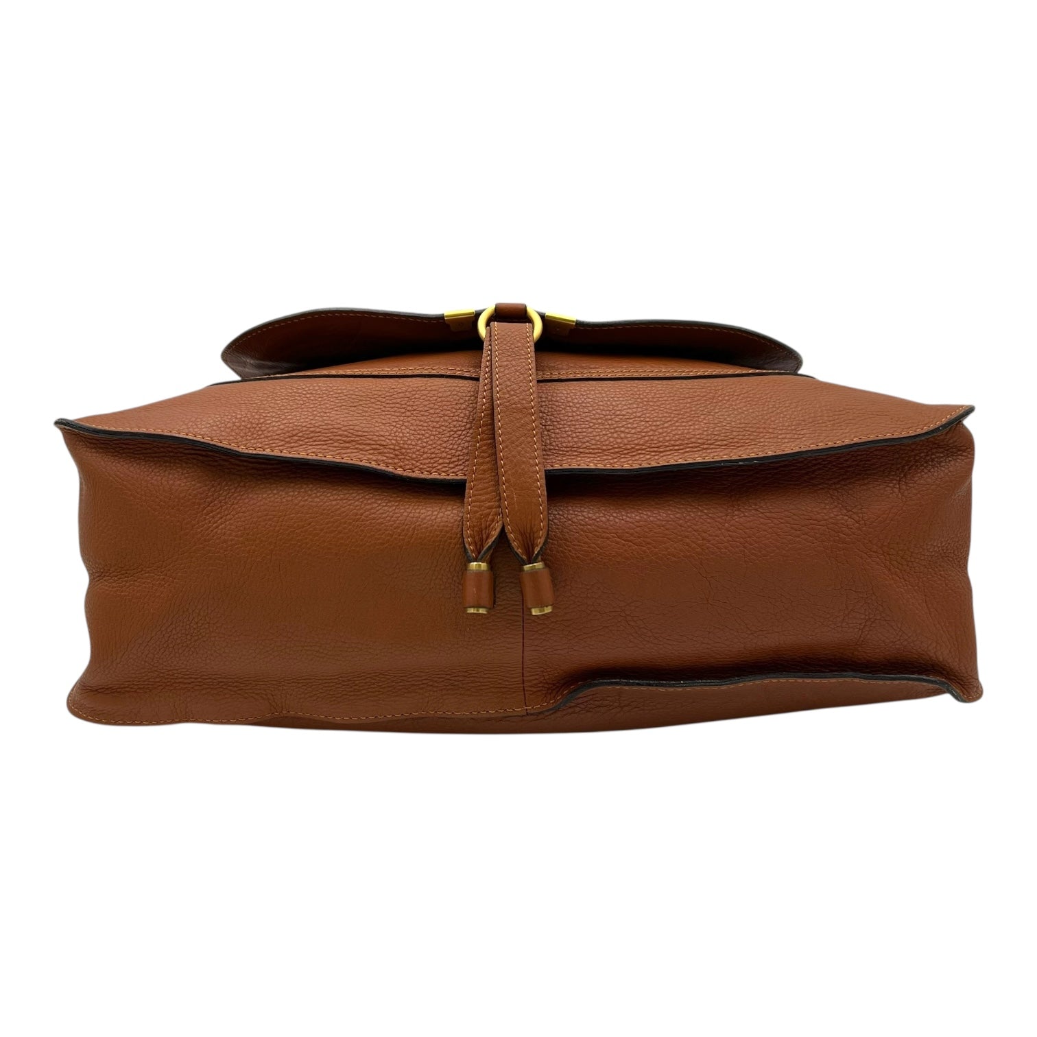 Chloé Marcie Large Brown Top Handle Bag in Calfskin, Gold hardware_5