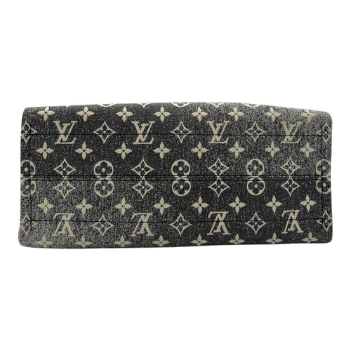 Louis Vuitton OnTheGo Top Handle Bag Black in Denim, Silver hardware_5