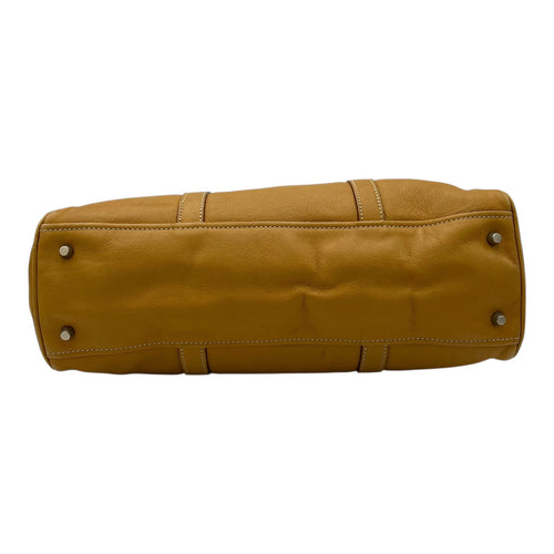 Prada Logo Shoulder Bag Yellow in Calfskin, Silver hardware_5