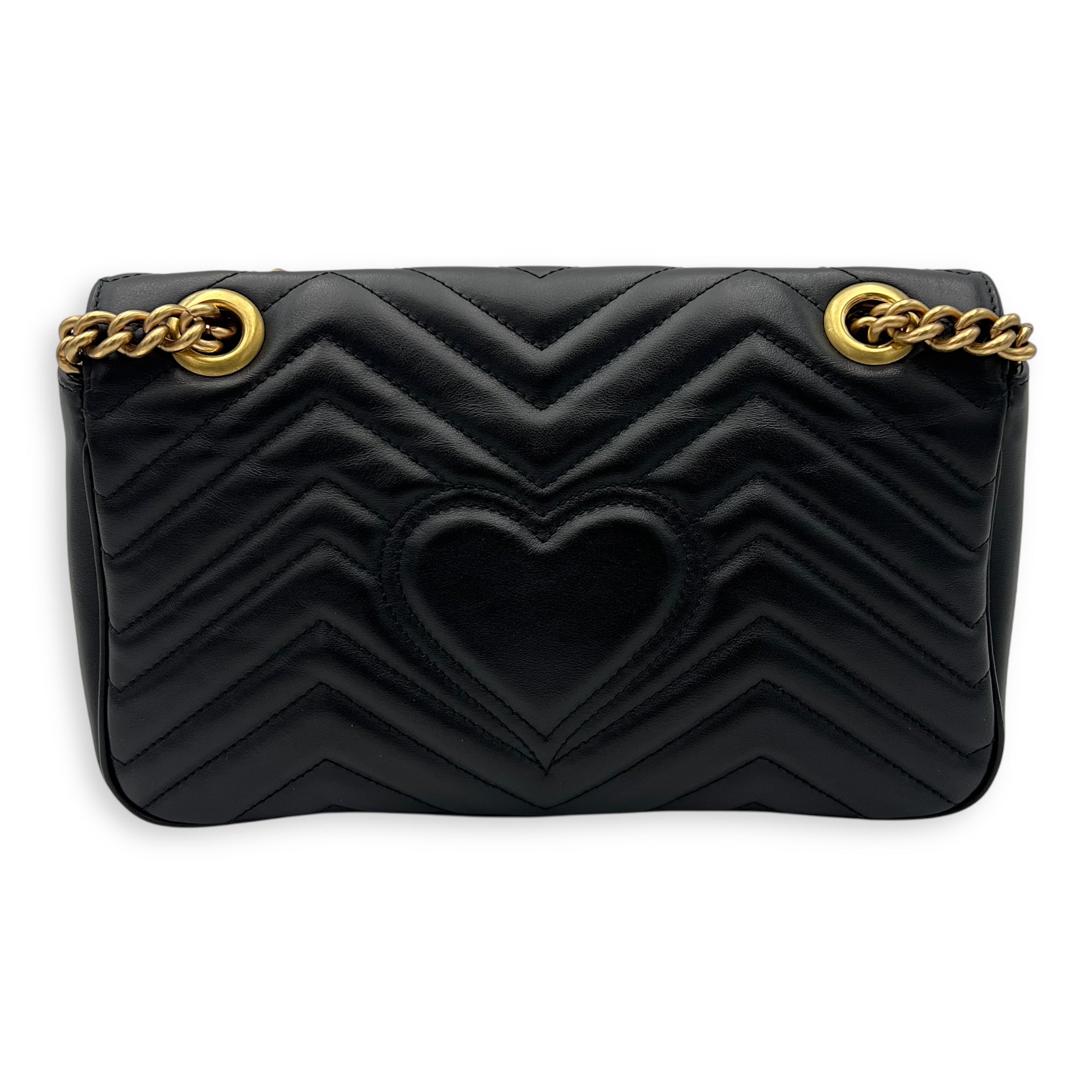 Gucci GG Marmont Shoulder Bag Black in Calfskin, Gold hardware_2