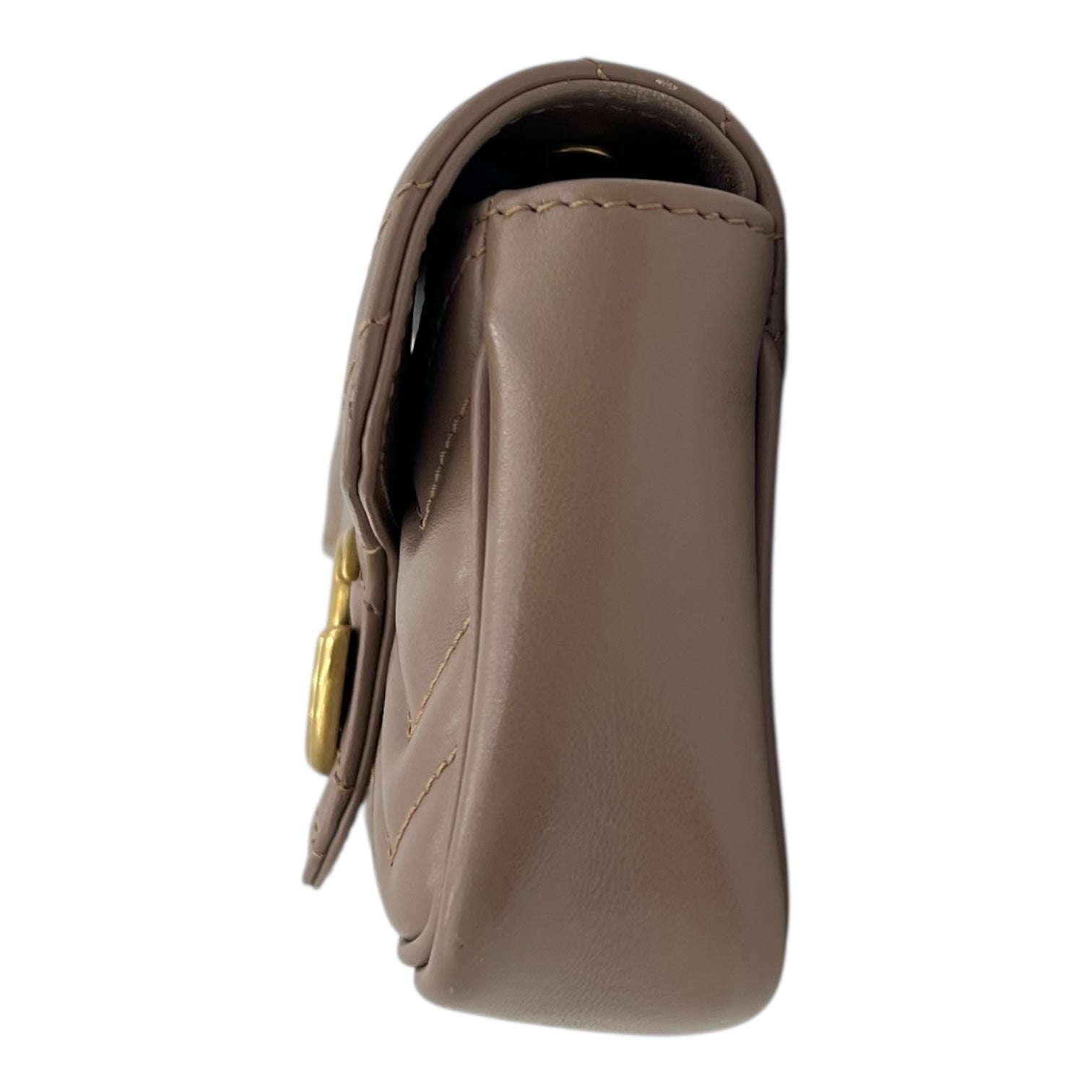 Gucci GG Marmont Shoulder Bag Beige in Calfskin, Gold hardware_4