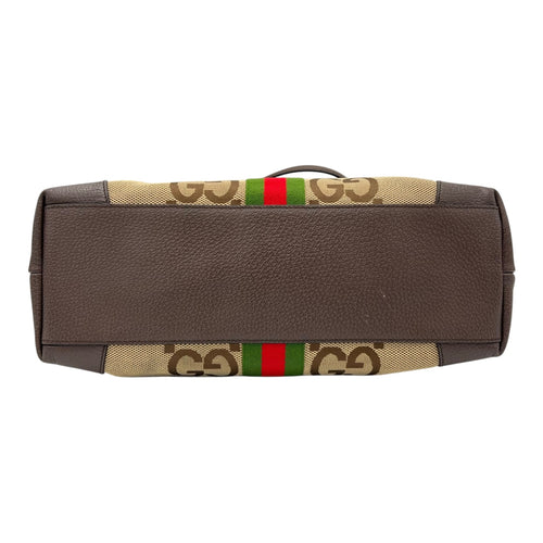 Gucci Ophidia Tote Bag Brown in Canvas, Gold hardware_5