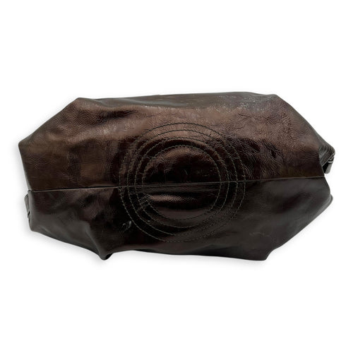 Loewe Aire Top Handle Bag Brown in Distressed Leather, Silver hardware_5