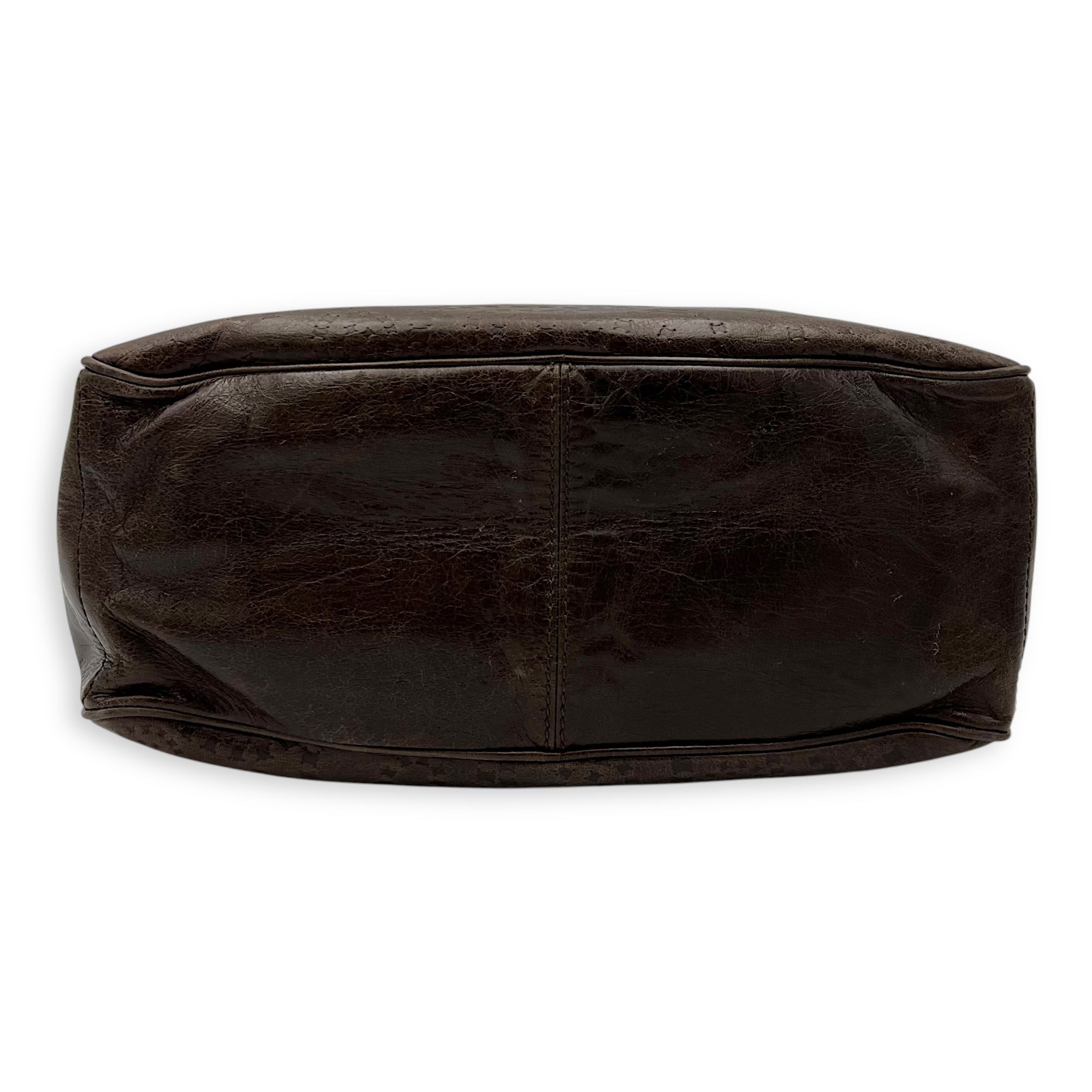 Celine Boogie Top Handle Bag Brown in Calfskin, Gold hardware_5