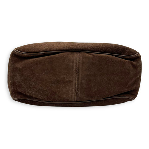 Celine Boogie Top Handle Bag Brown in Suede Leather, Gold hardware_5