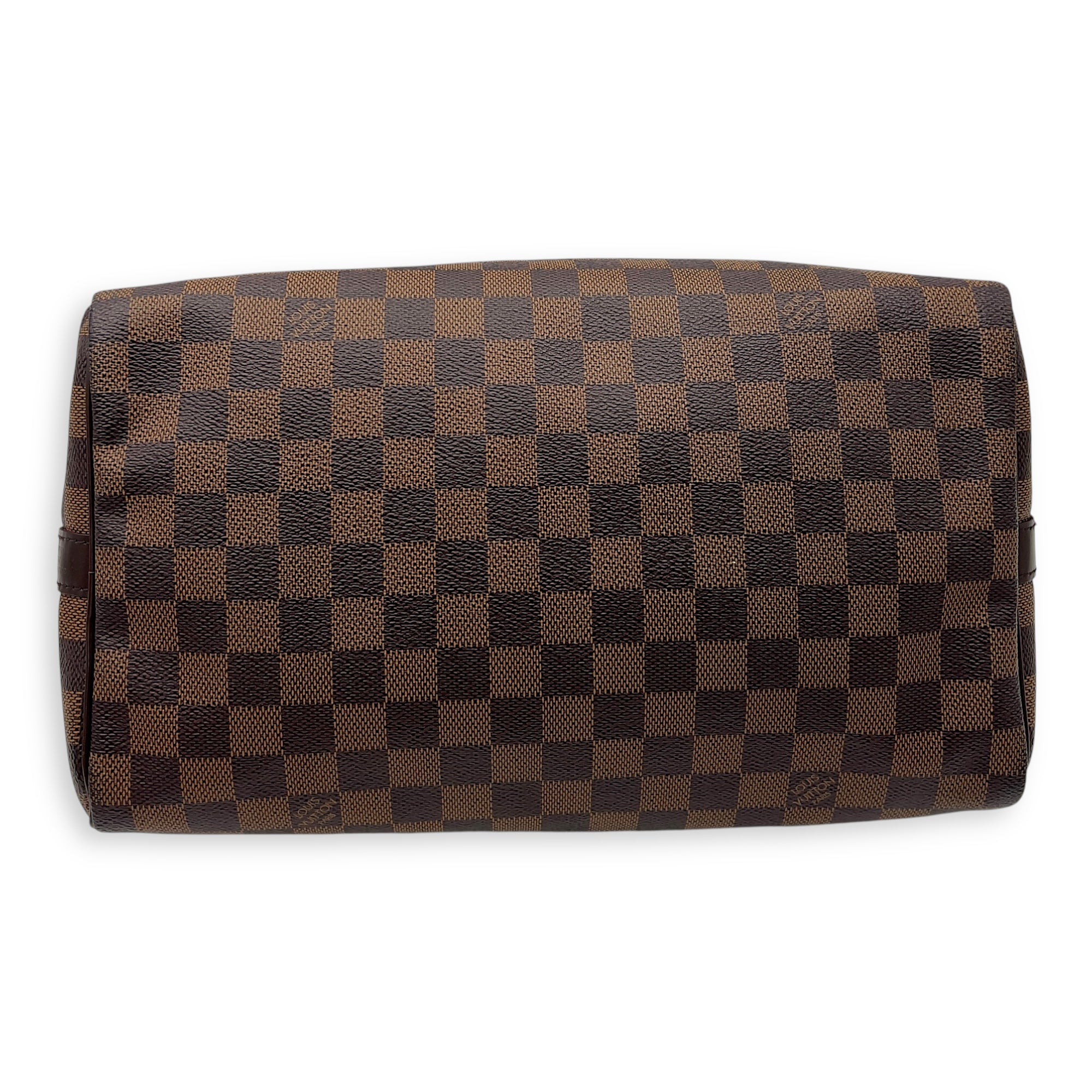 Louis Vuitton Speedy Bandouliere Top Handle Bag 30 Damier in Coated Canvas, Gold hardware_5