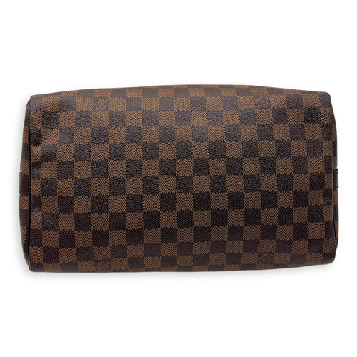 Louis Vuitton Speedy Bandouliere Top Handle Bag 30 Damier in Coated Canvas, Gold hardware_5