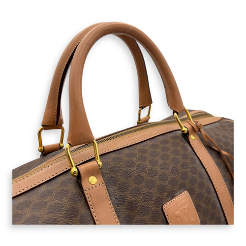 Celine Macadam Duffle Bag Brown in Coated Canvas, Gold hardware_5