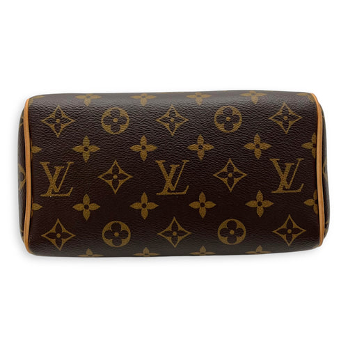 Louis Vuitton Speedy Bandouliere 20 Brown Top Handle Bag in Monogram Coated Canvas, Gold hardware_5