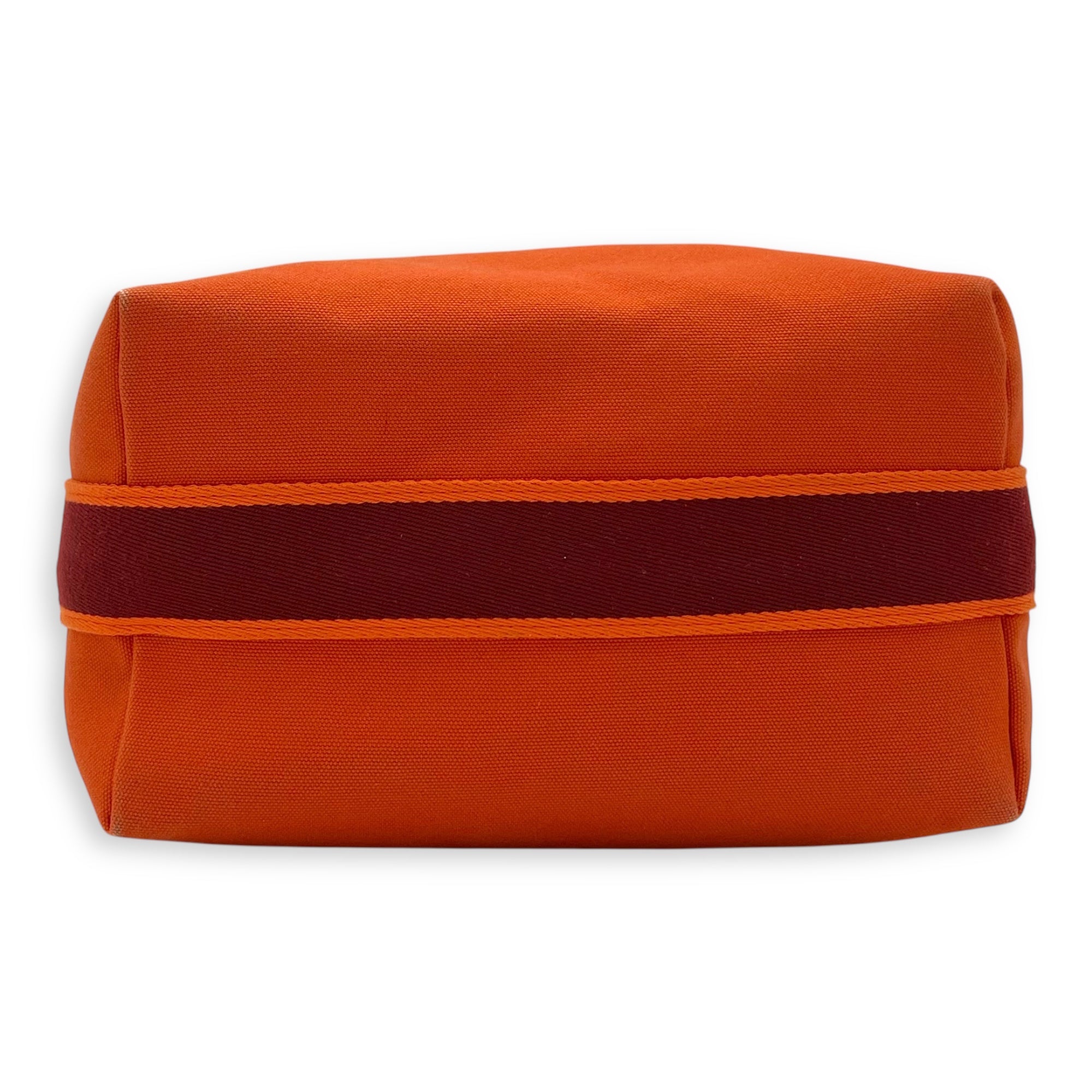 Hermès bride a brac GM Orange Pouch in Canvas, Silver hardware_5