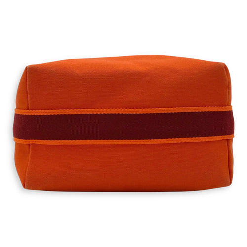 Hermès bride a brac GM Orange Pouch in Canvas, Silver hardware_5