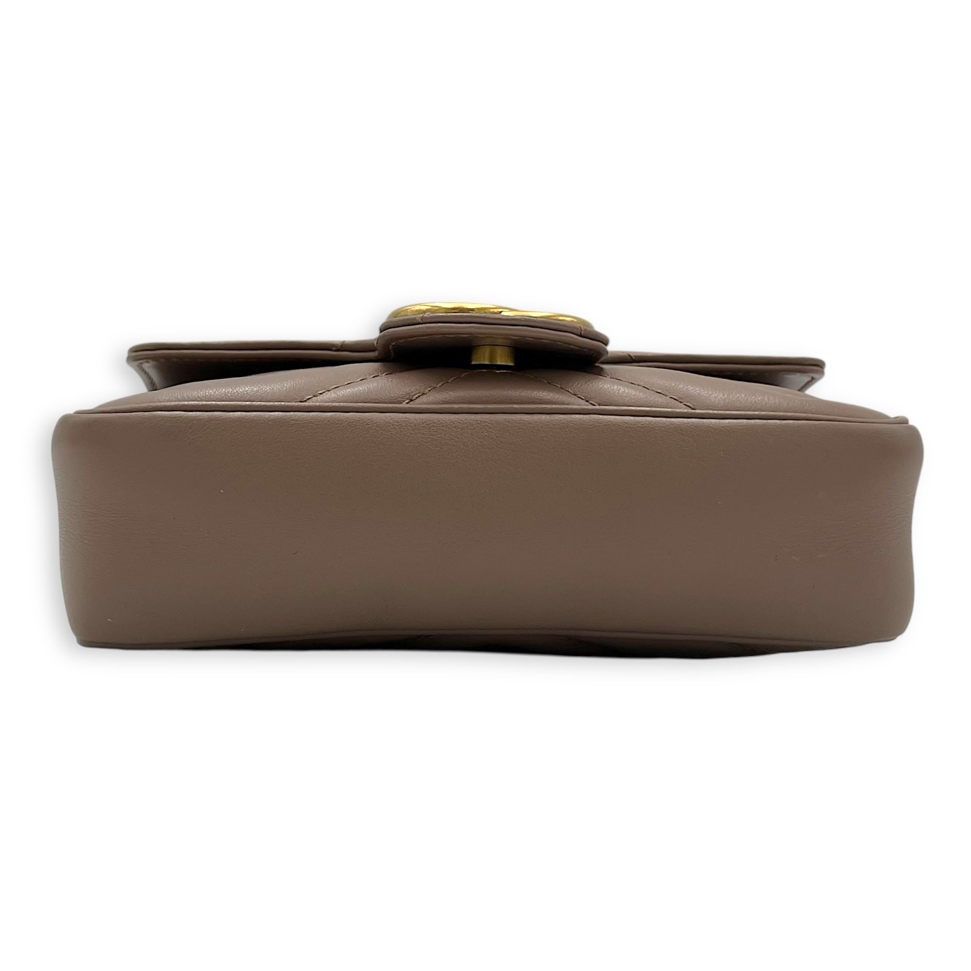Gucci GG Marmont Shoulder Bag Super Mini Beige in Calfskin, Gold hardware_5