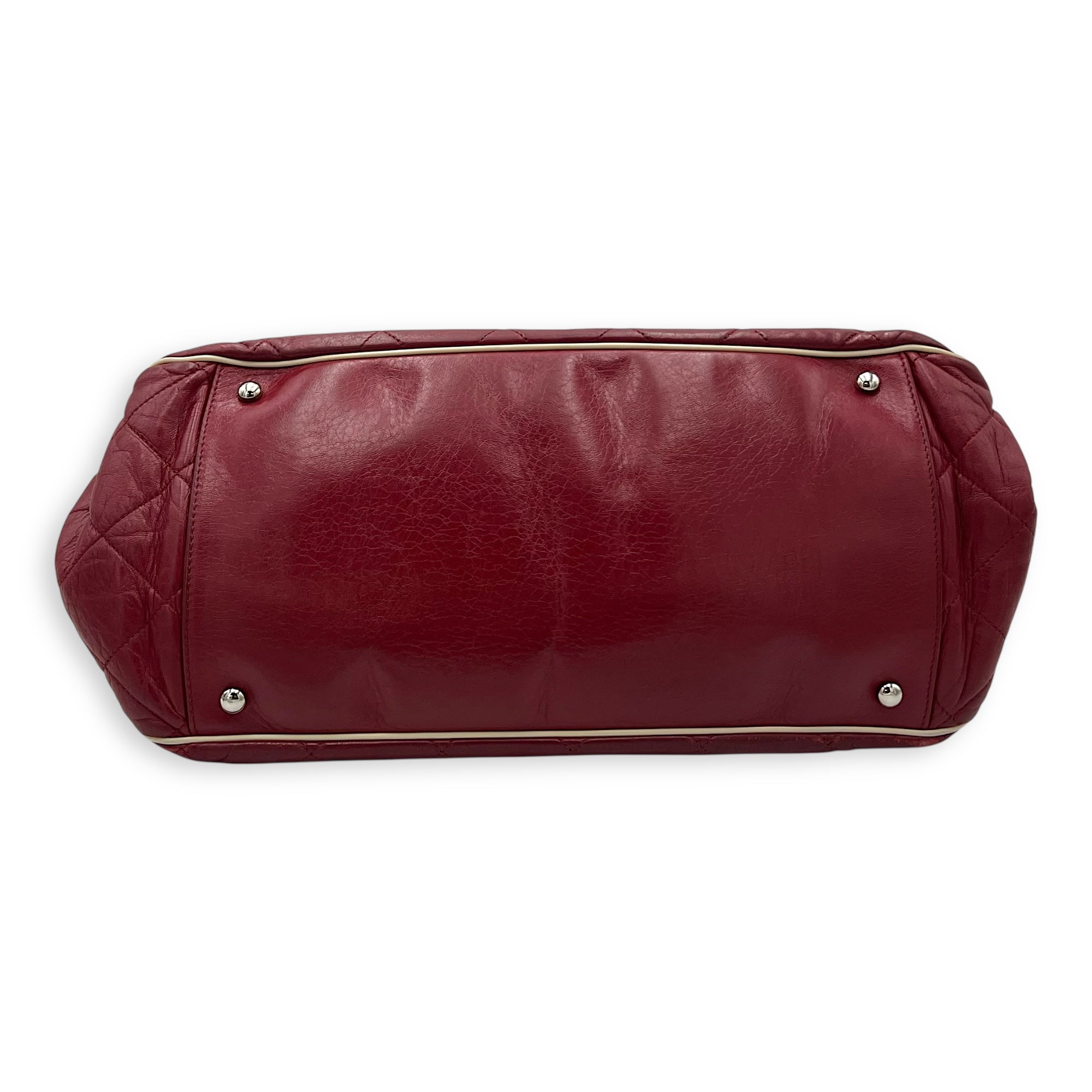 Chanel Vintage Shoulder Bag Red in Calfskin, Silver hardware_5