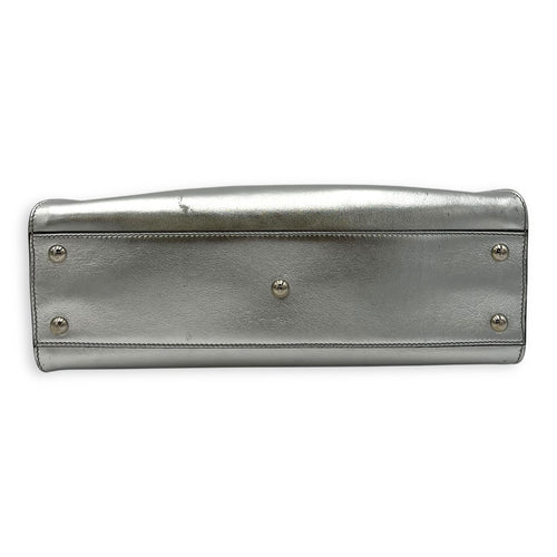 Fendi Peekaboo Top Handle Bag Silver in Calfskin, Silver hardware_5