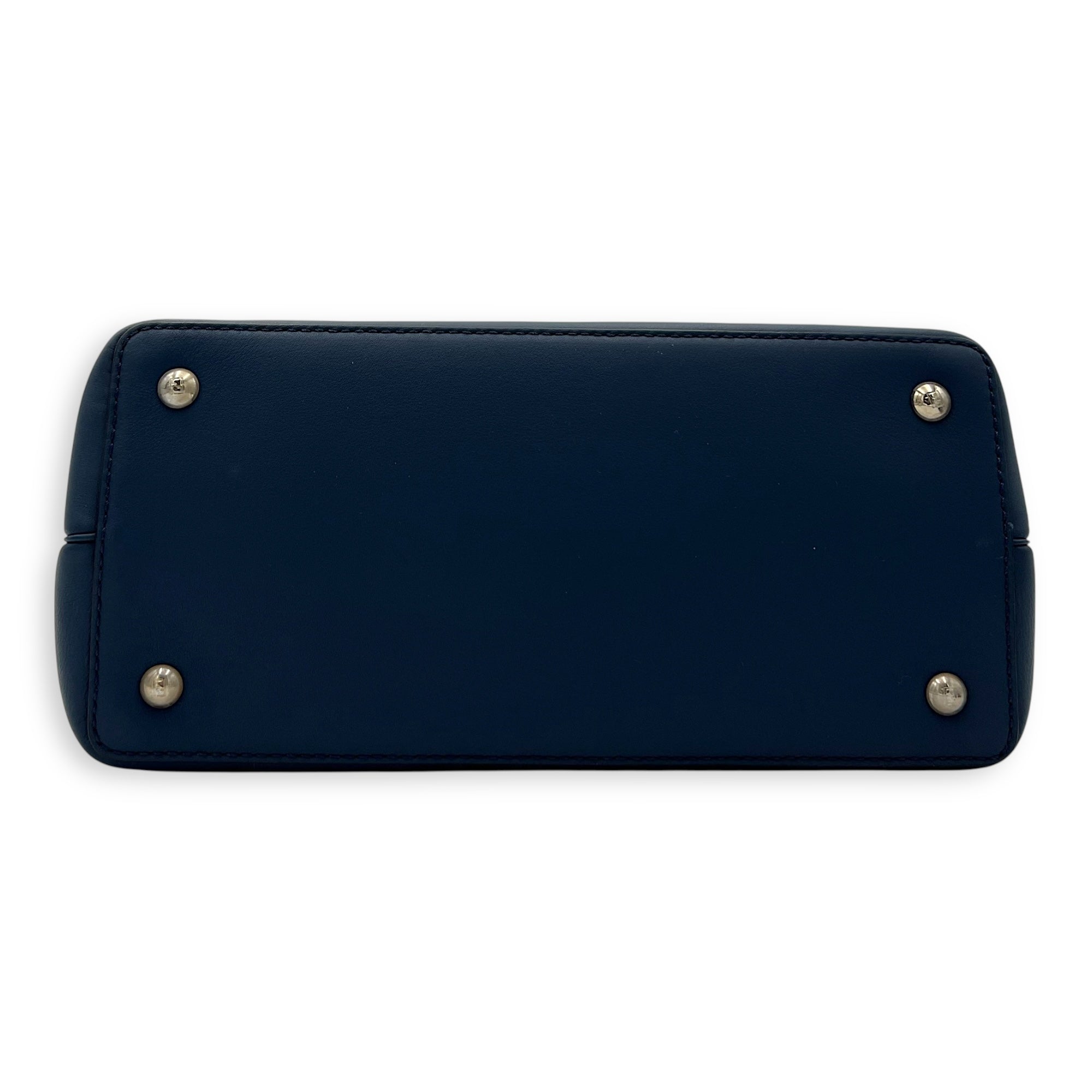 Fendi 2 jours Top Handle Bag Blue in Calfskin, Silver hardware_5