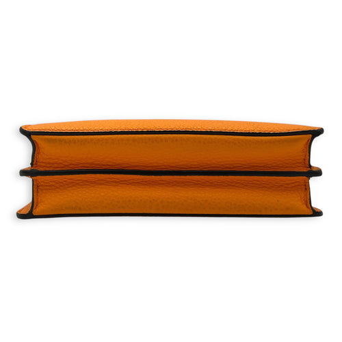 Fendi Peekaboo Iseeu XCross Small Orange Crossbody Bag in Calfskin, Silver hardware_5