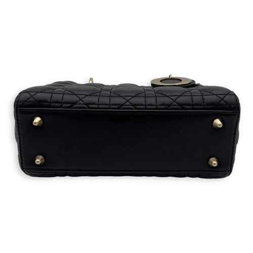 Christian Dior Lady Dior Small Black Top Handle Bag in Lambskin, Gold hardware_7