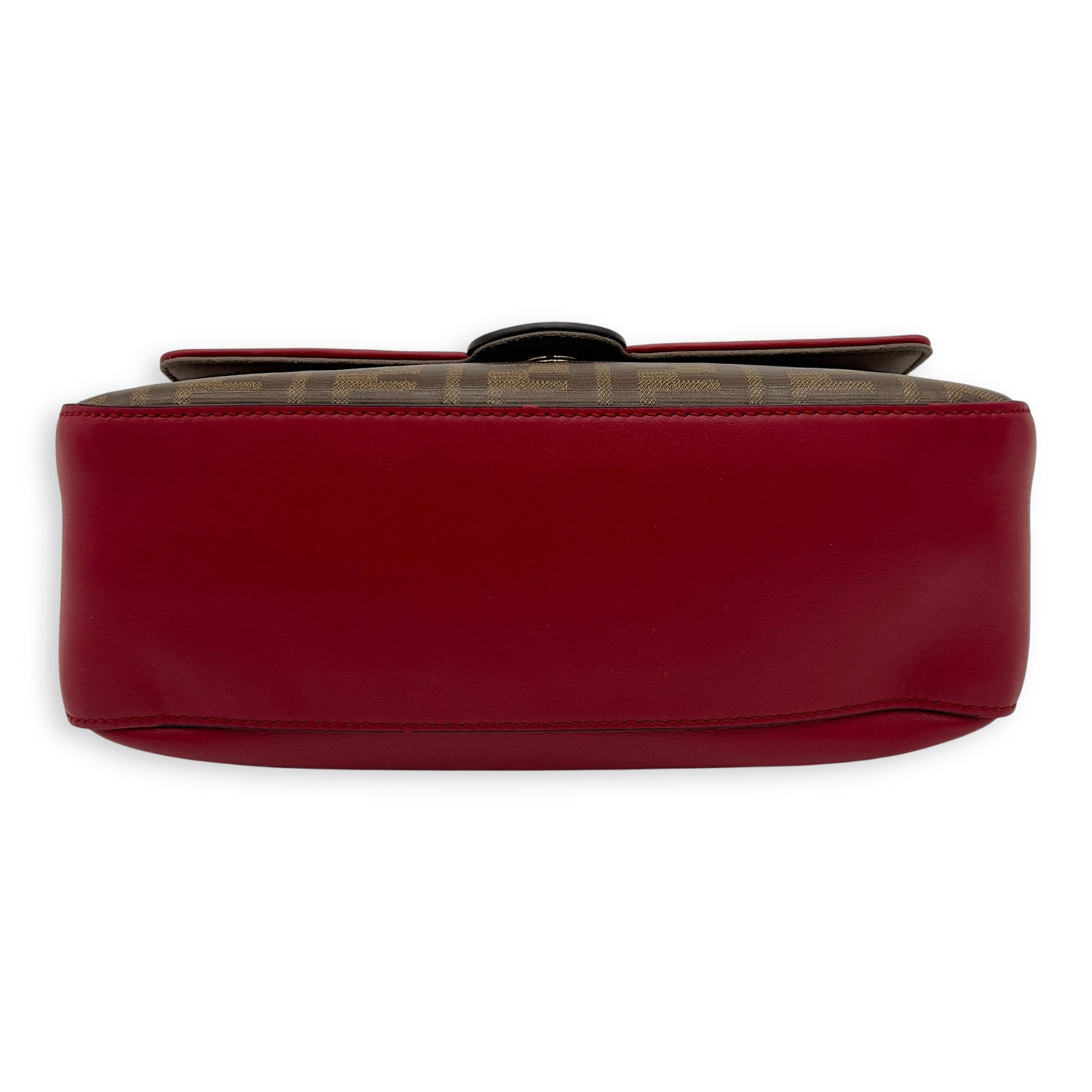 Fendi Double F Shoulder Bag Brown in Coated Canvas, Gold hardware_5