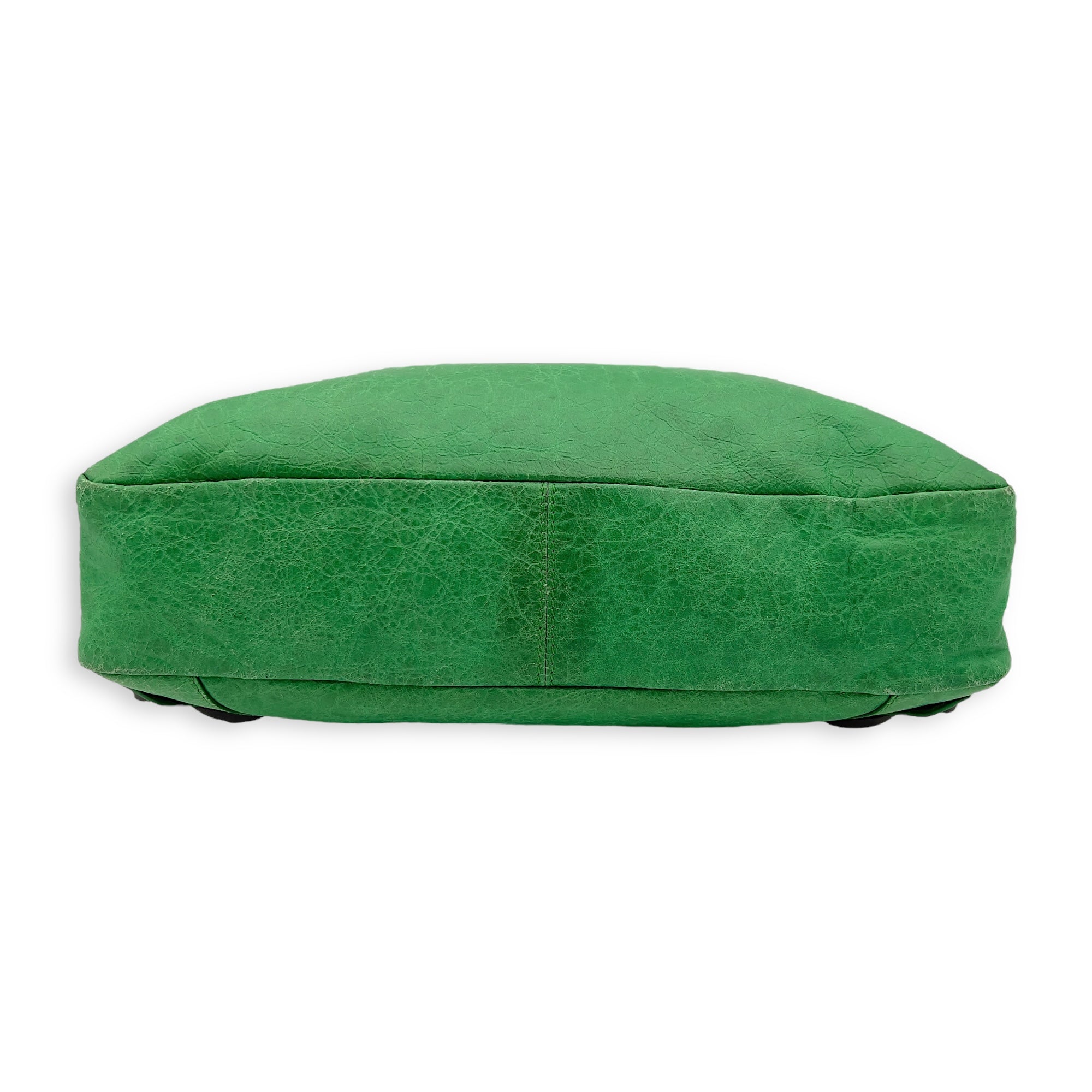 Balenciaga Motorcycle Town Green Top Handle Bag in Distressed Leather, Gunmetal hardware_7