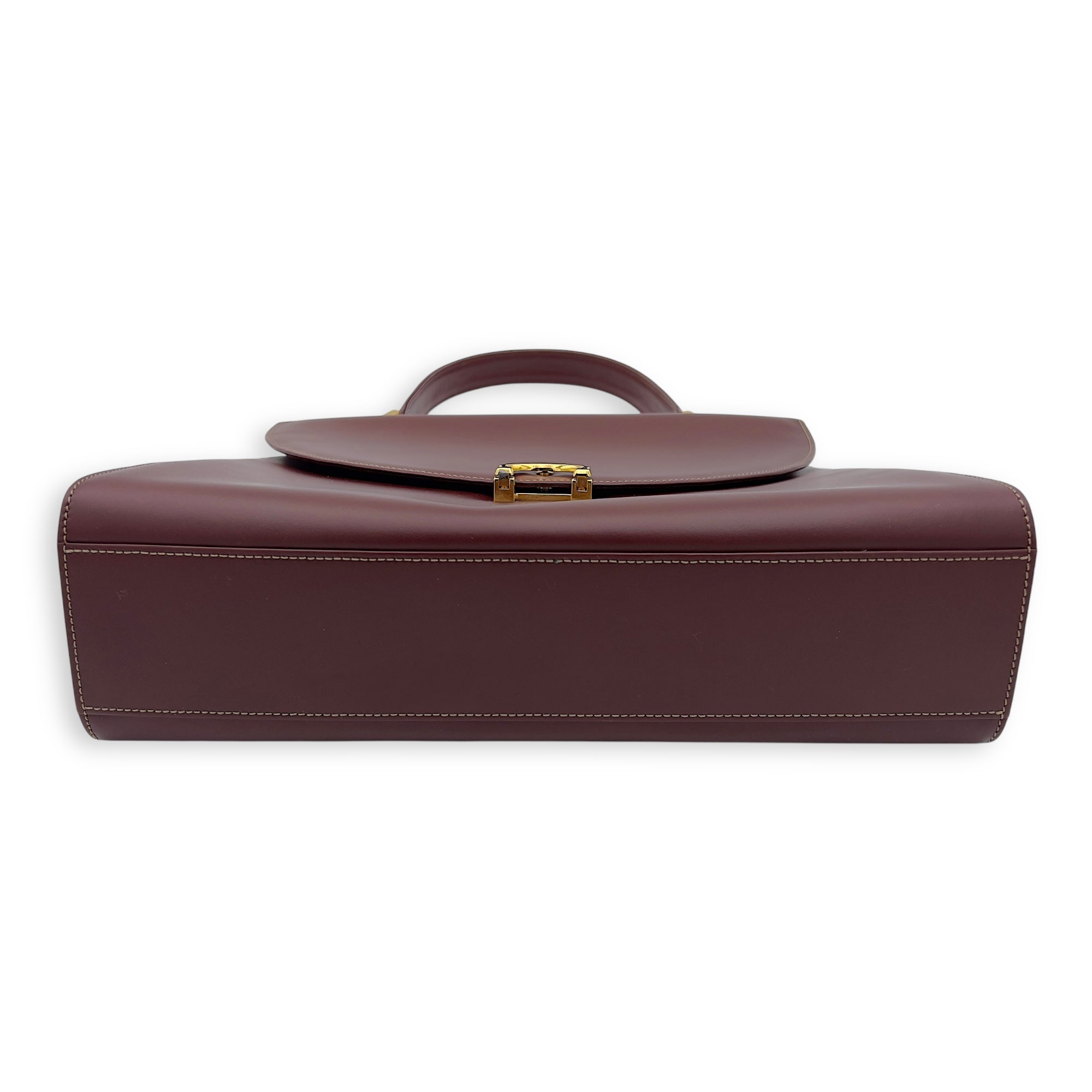 Cartier Vintage Top Handle Bag Red in Calfskin, Gold hardware_7