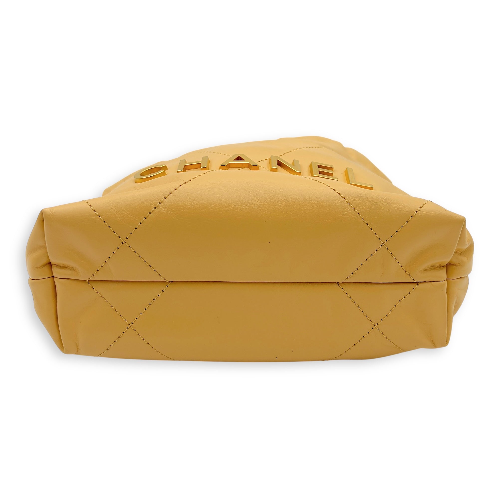 Chanel 22 Tote Shoulder Bag Mini Beige in Lambskin, Gold hardware_7