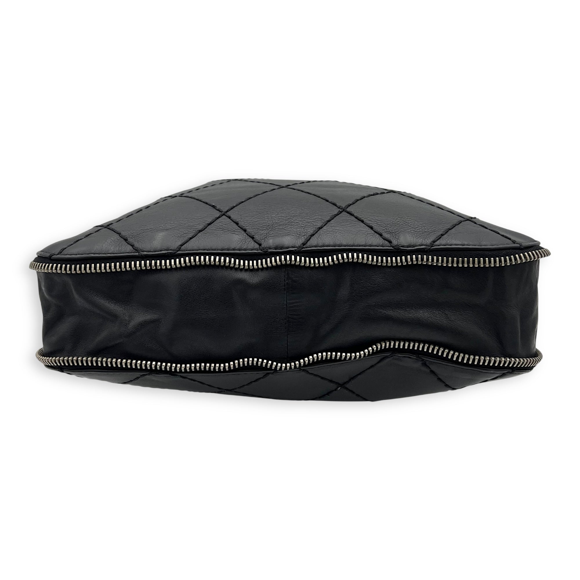 Chanel Wild Stitch Tote Bag Black in Calfskin, Silver hardware_5