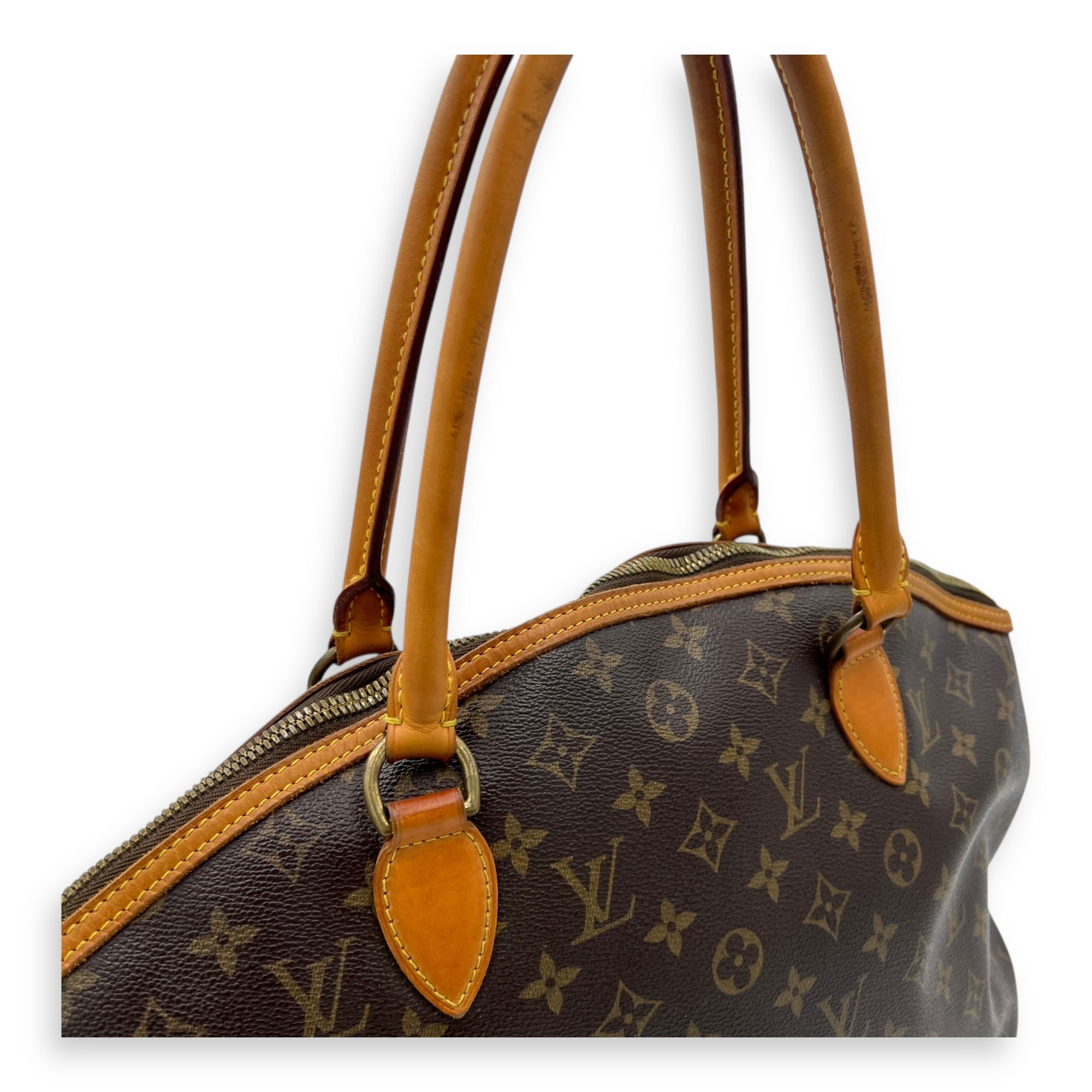 Louis Vuitton Others Top Handle Bag Brown in Monogram Coated Canvas, Gold hardware_5