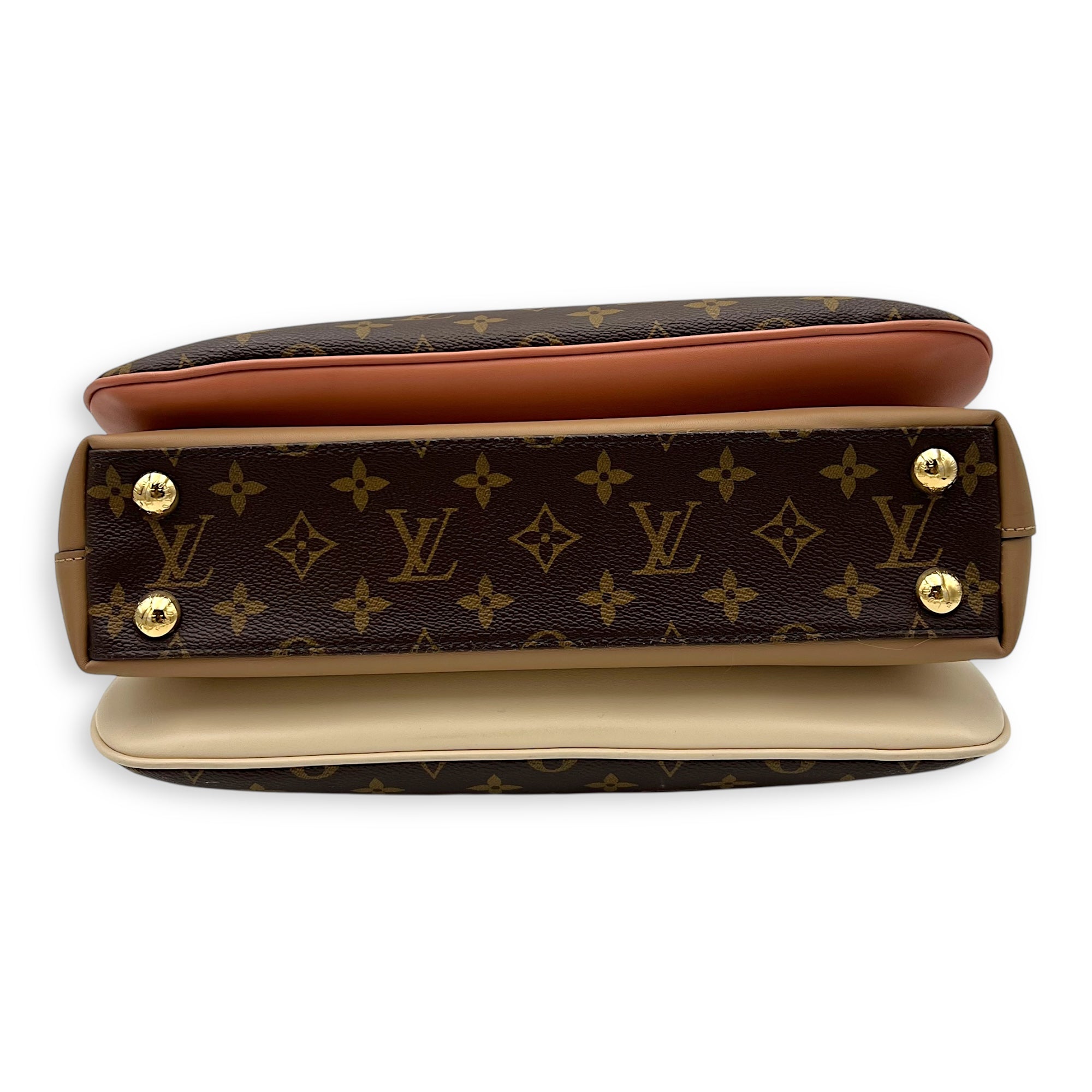 Louis Vuitton Millefeuille Top Handle Bag Brown in Monogram Coated Canvas, Gold hardware_5