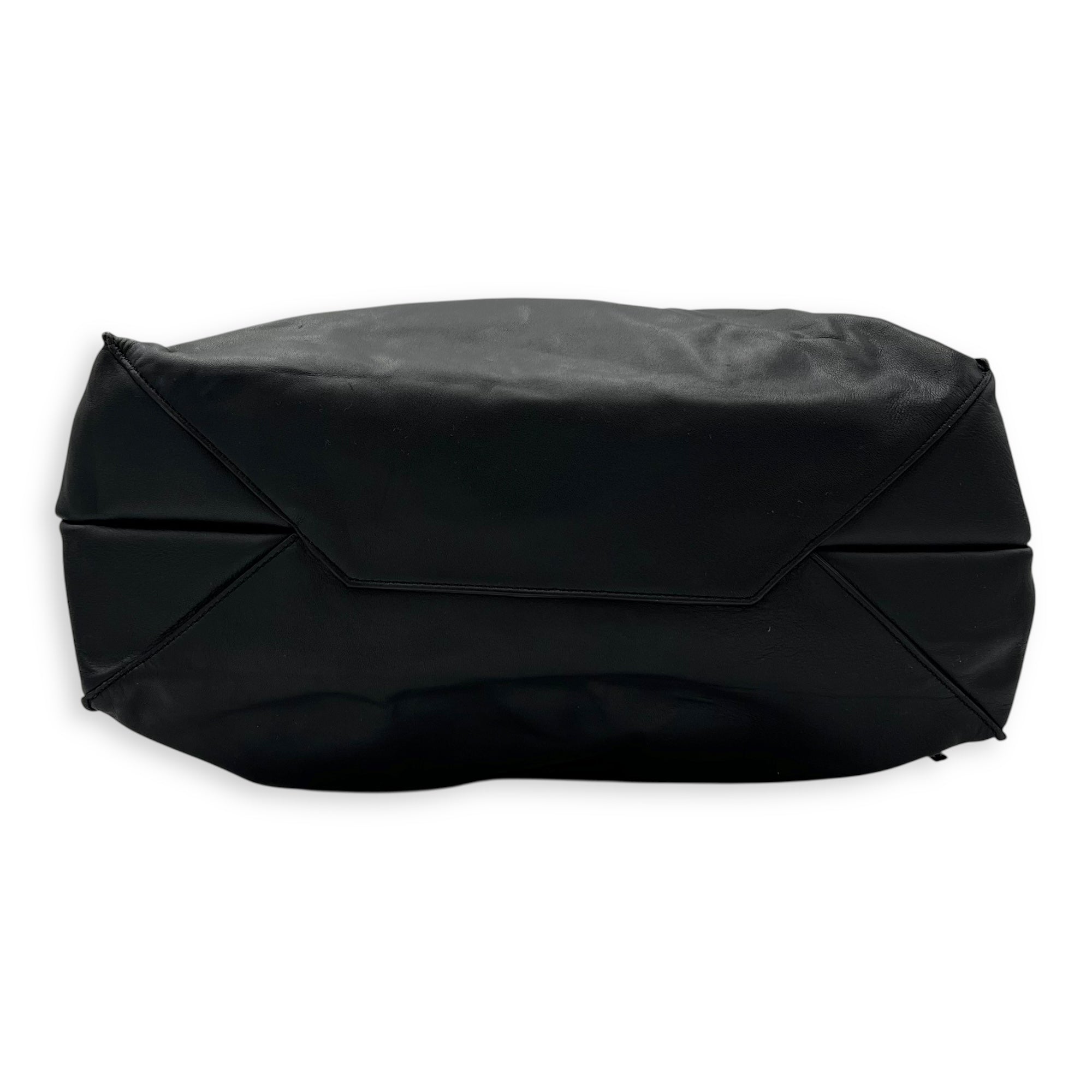 Celine Drawstring Top Handle Bag Black in Calfskin, Silver hardware_5
