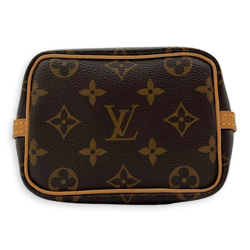 Louis Vuitton Noe Crossbody Bag Nano Brown in Monogram Coated Canvas, Gold hardware_5