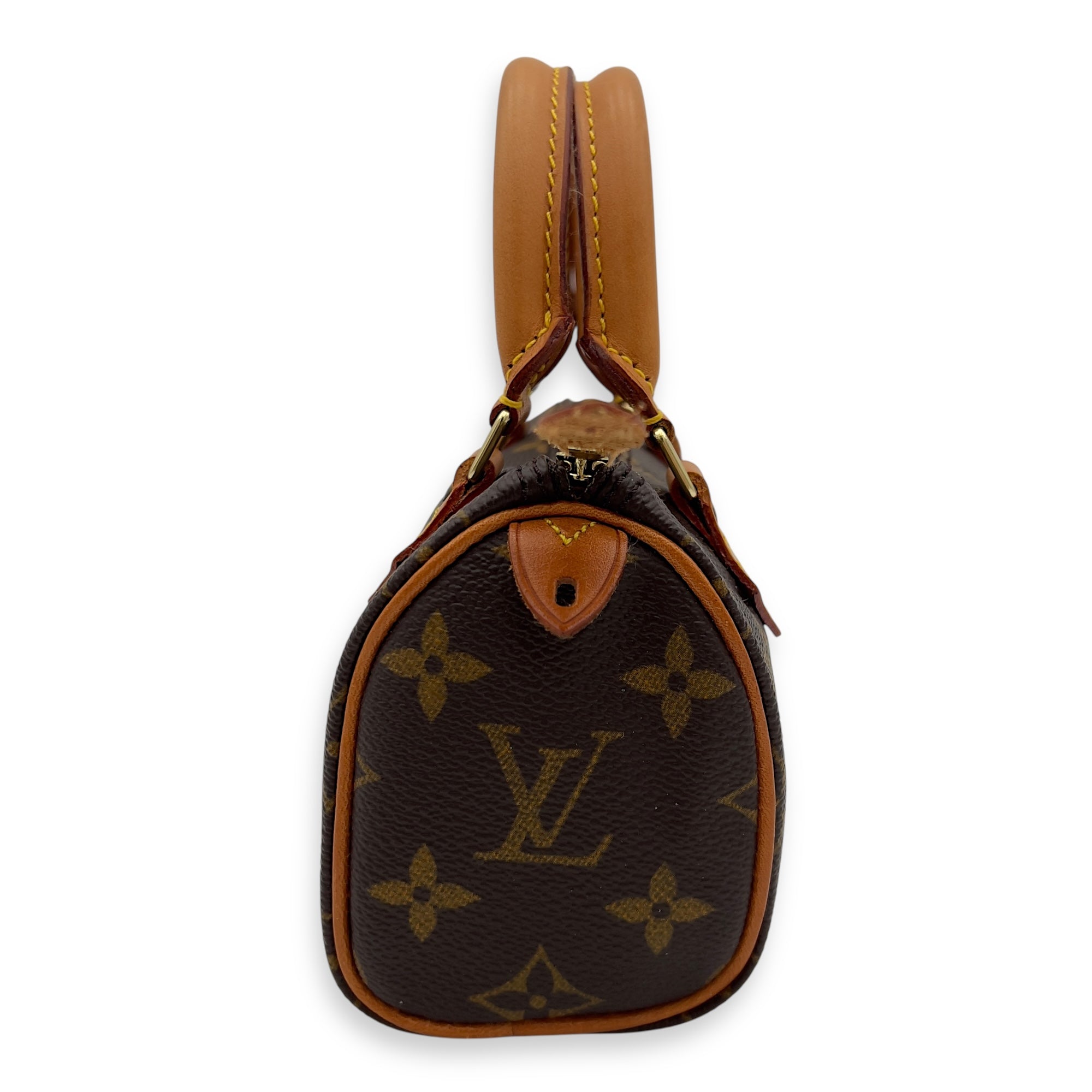 Louis Vuitton Speedy Top Handle Bag Nano Brown in Coated Canvas, Gold hardware_3