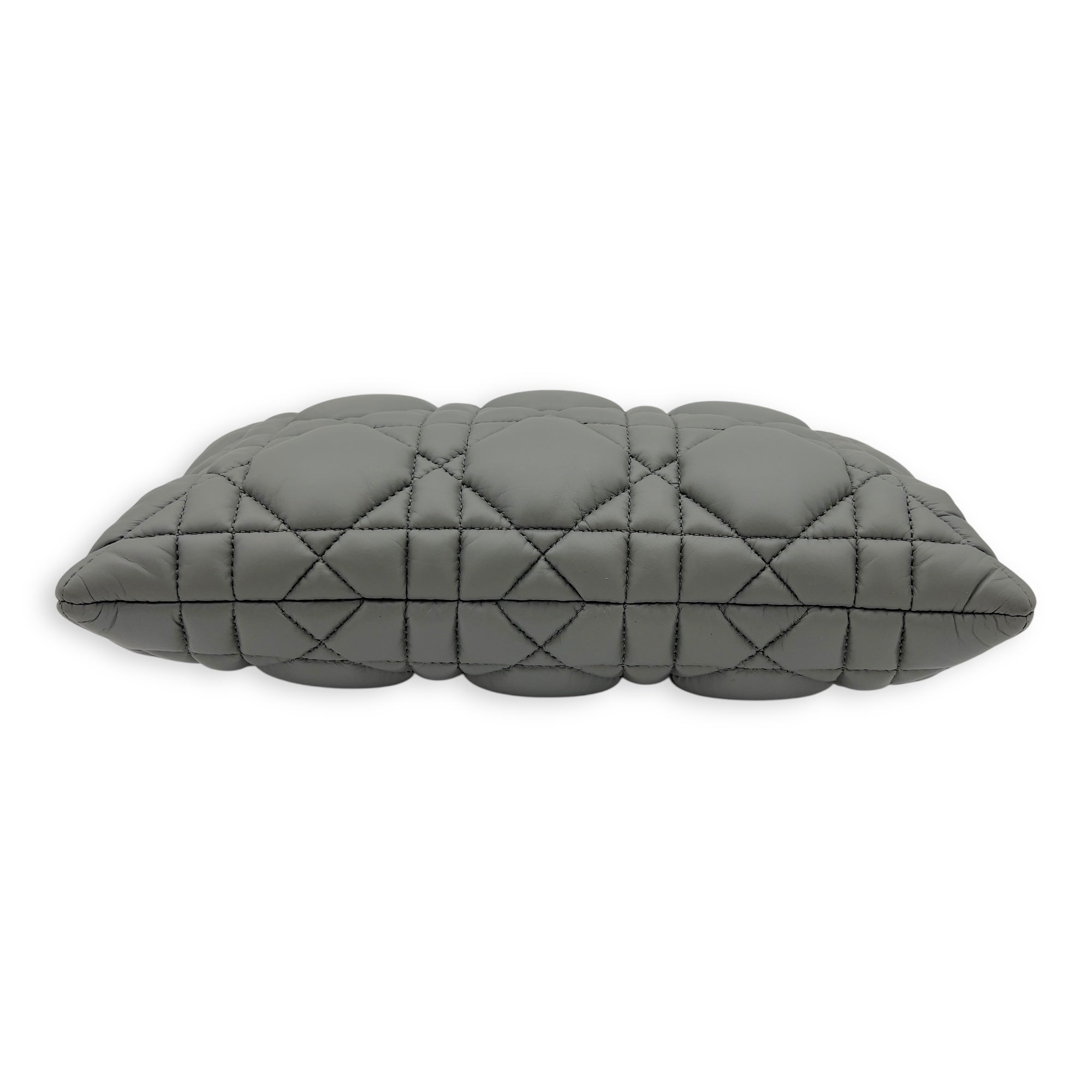 Christian Dior Caro Pouch Grey in Cannage Quilted Padded, Gold hardware_7