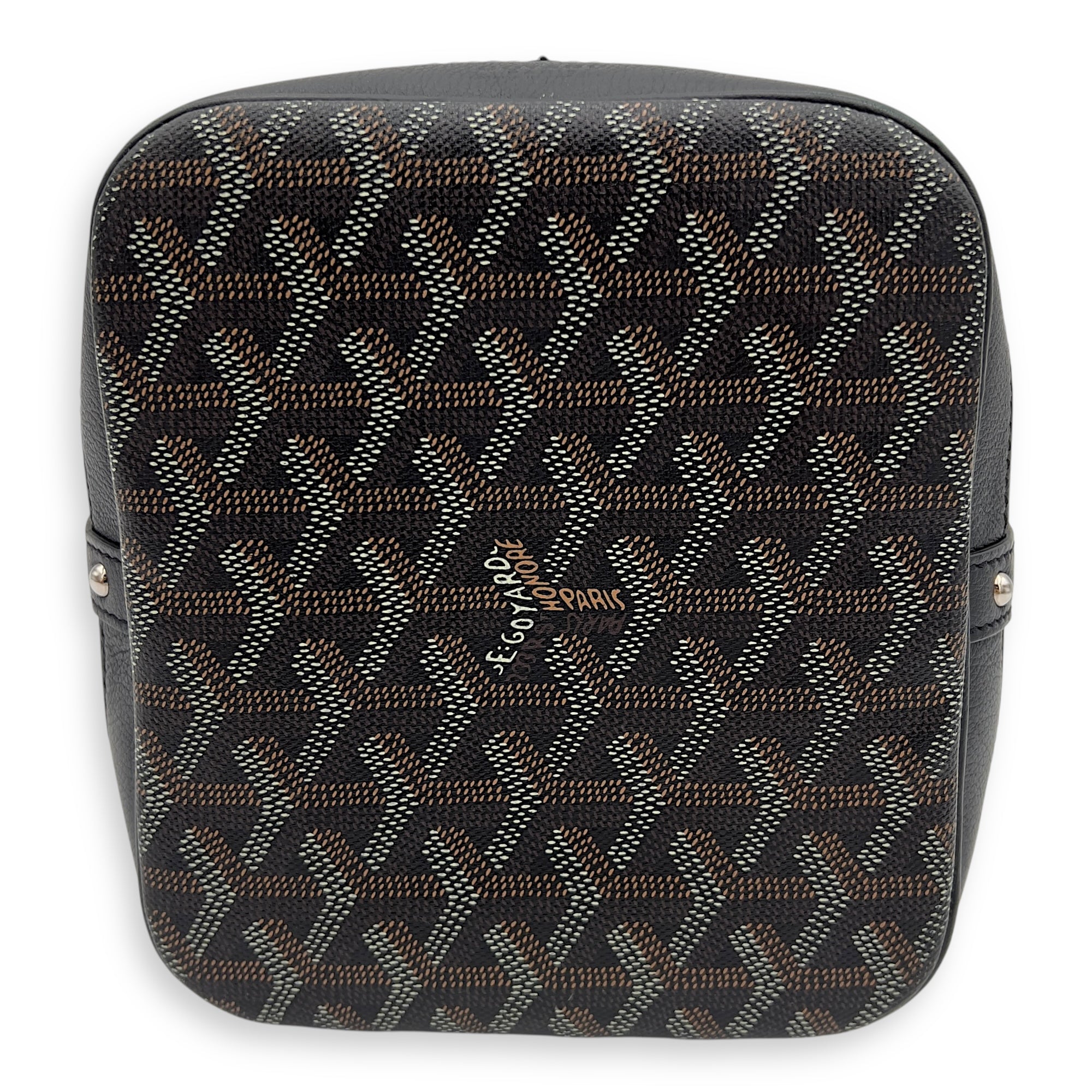 Goyard Flot Bucket Bag Black in Coated Canvas, Silver hardware_5
