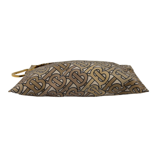 Balenciaga TB Logo Pouch Brown in Canvas, Gold hardware_5