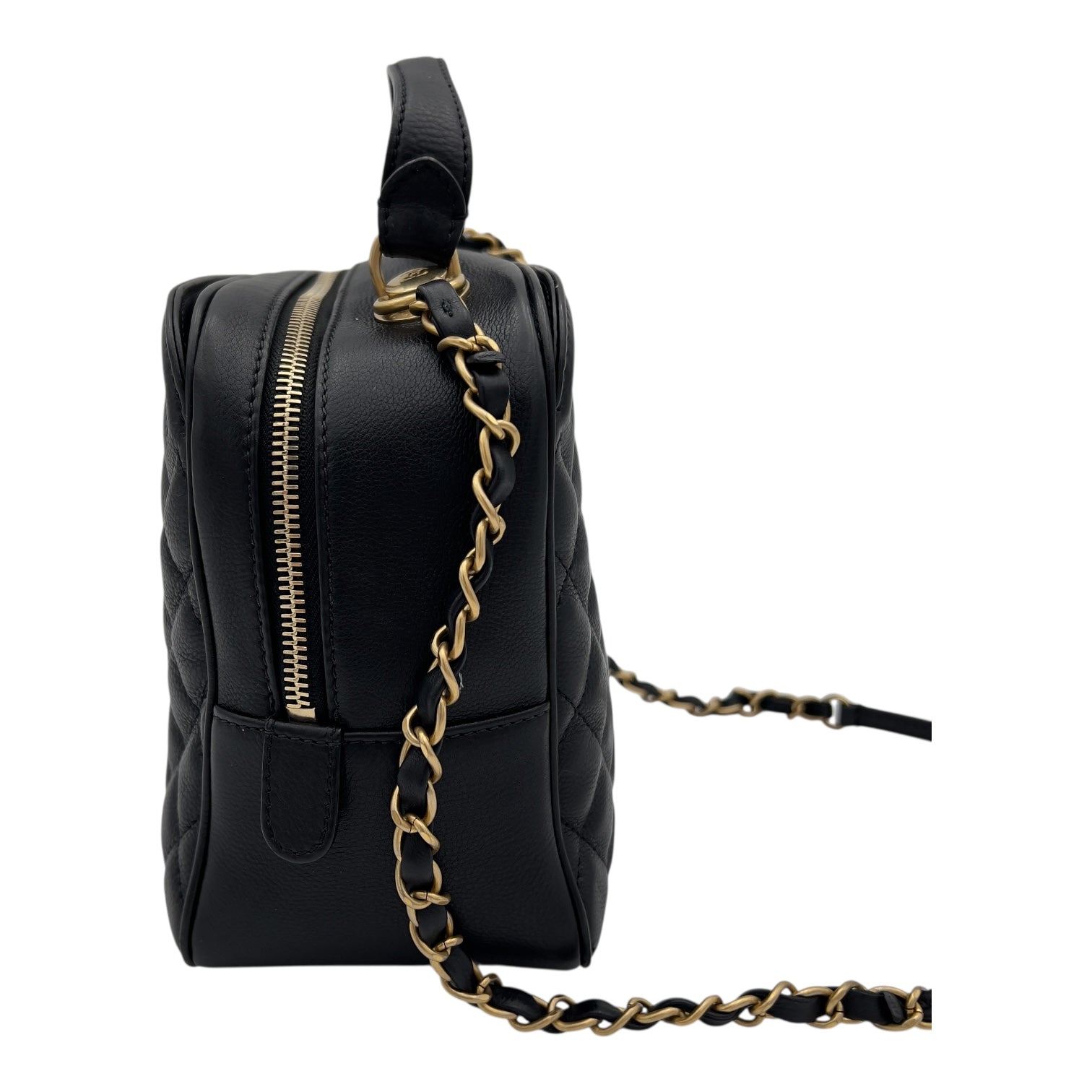 Chanel Vanity Top Handle Bag Black in Caviar Leather, Gold hardware_5