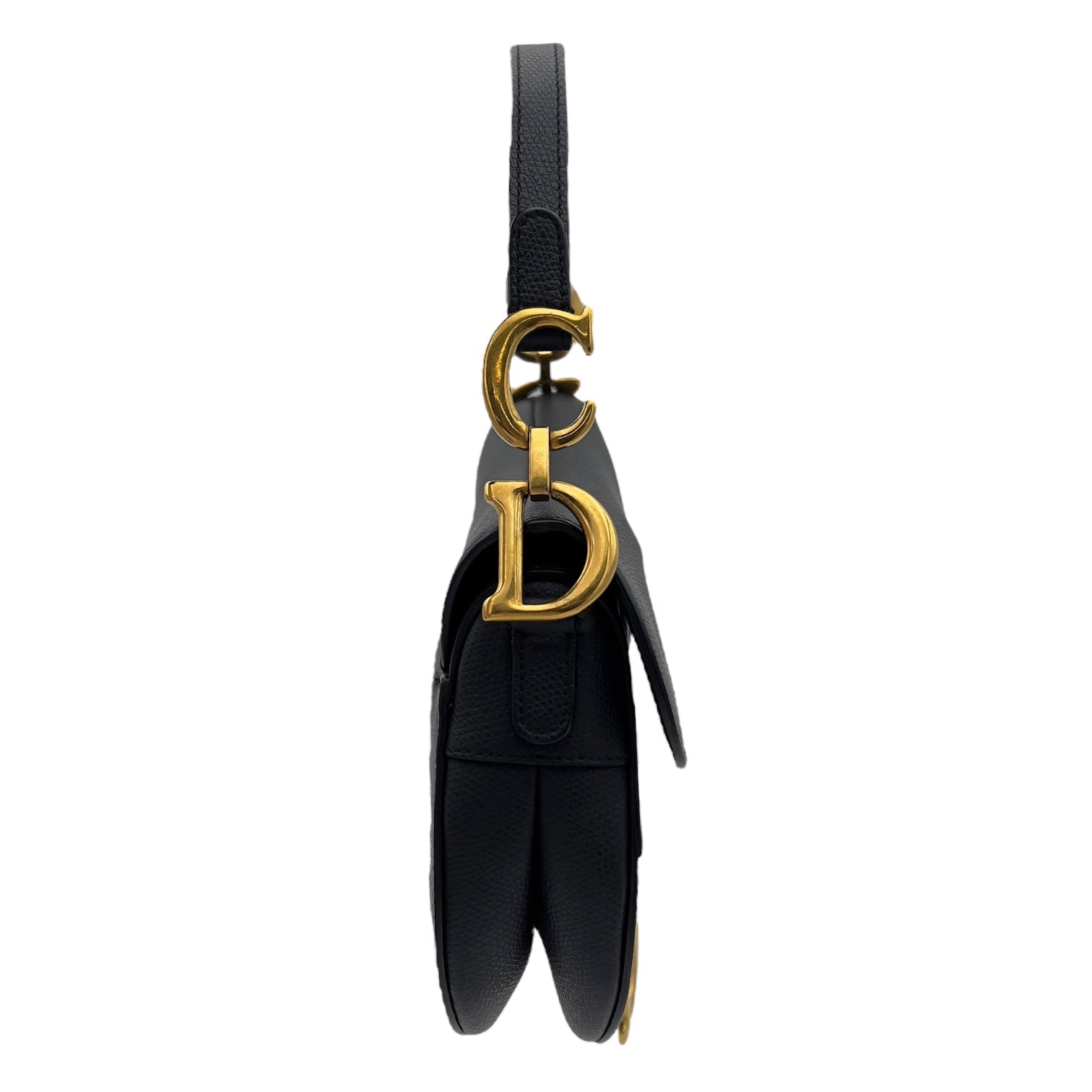 Christian Dior Saddle with Strap Mini Black Crossbody Bag in Calfskin, Brushed Gold hardware_3