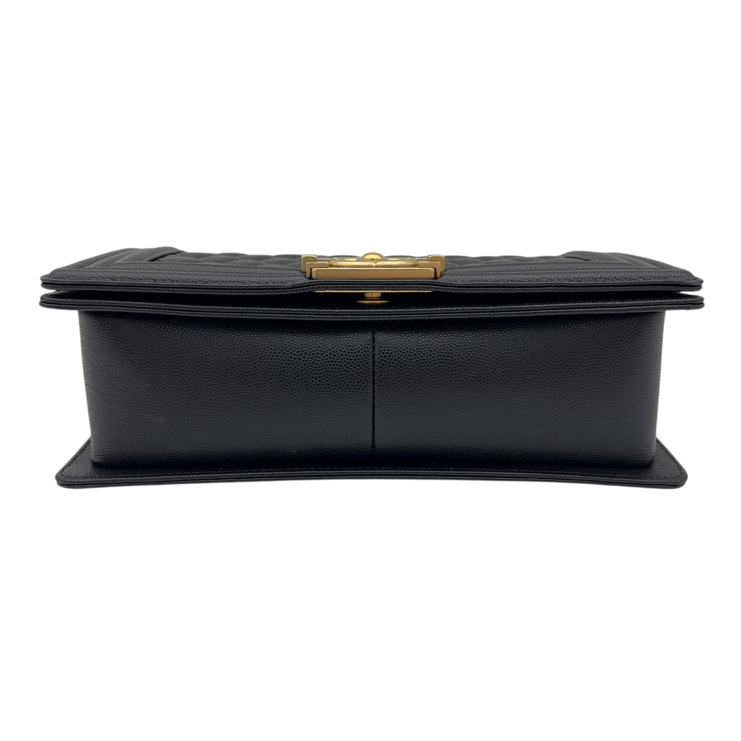 Chanel Boy Medium Black Shoulder Bag in Caviar Leather, Brushed Gold hardware_5