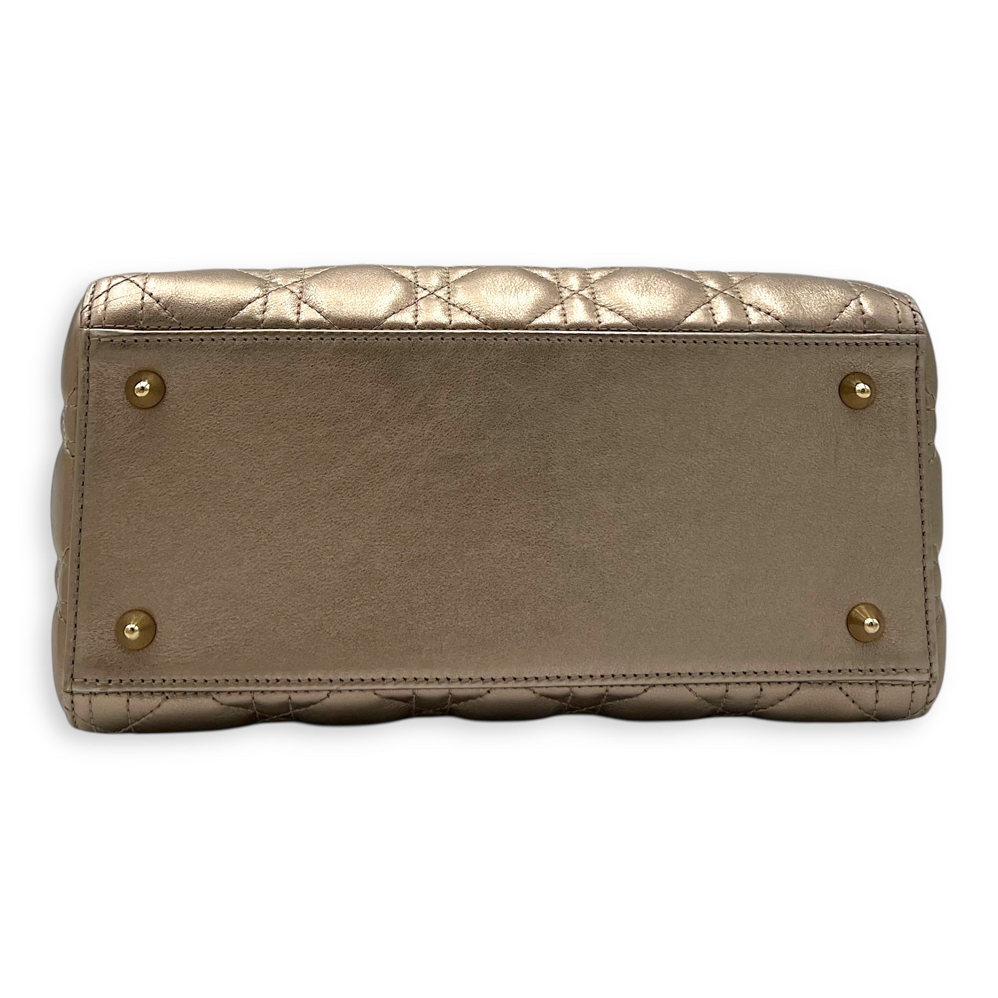 Christian Dior Lady Dior Medium Bronze Top Handle Bag in Lambskin, Gold hardware_5