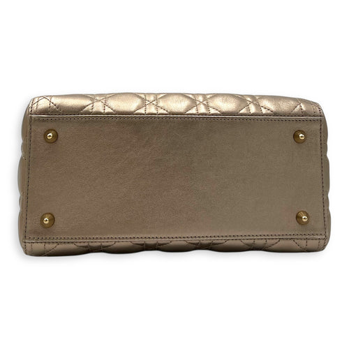 Christian Dior Lady Dior Medium Bronze Top Handle Bag in Lambskin, Gold hardware_5