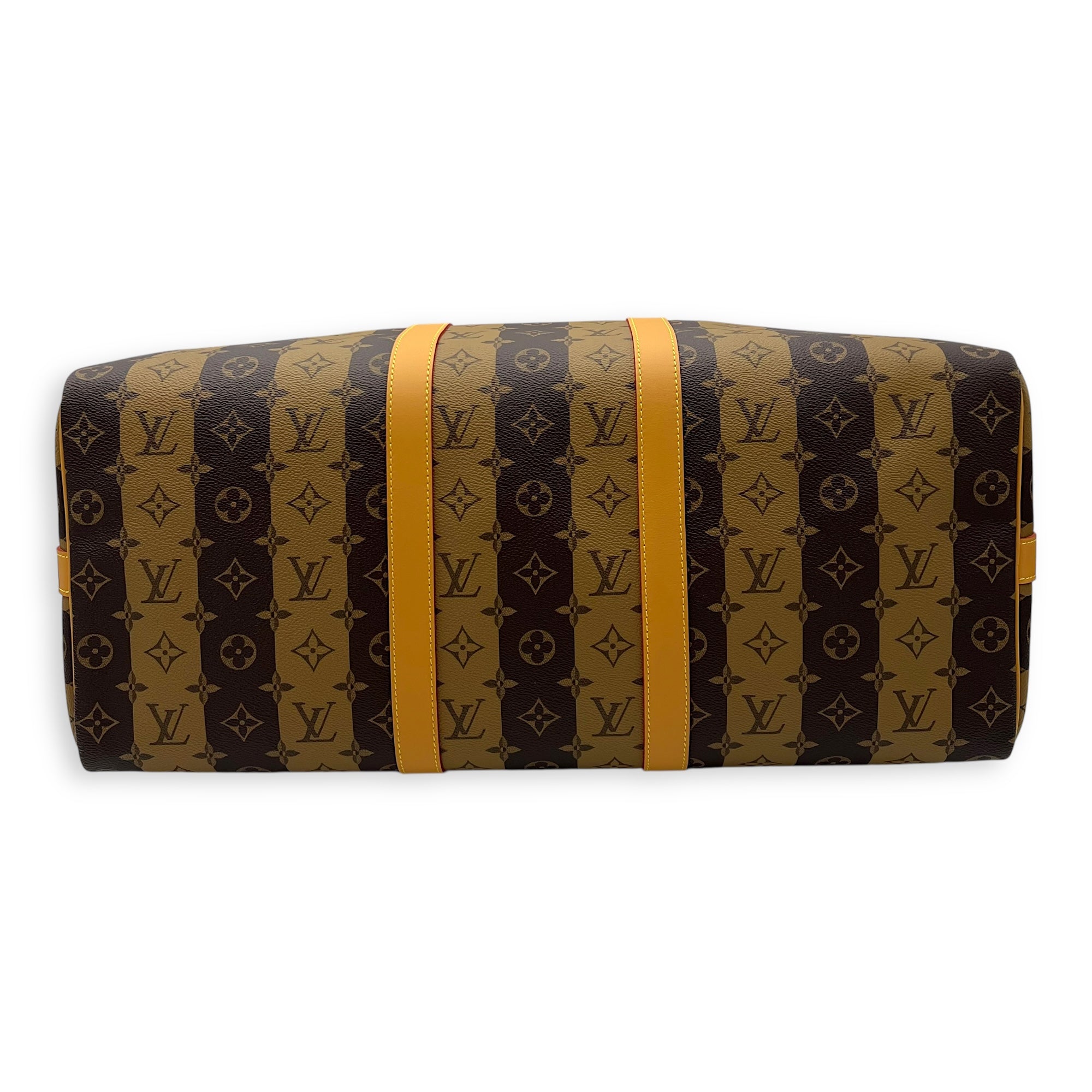 Louis Vuitton NIGO Keepall Bandouliere 50 Brown Top Handle Bag in Coated Canvas, Gold hardware_5